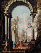 unknow artist ARCHITECTURAL CAPRICCIO WITH THE HOLY FAMILY France oil painting artist